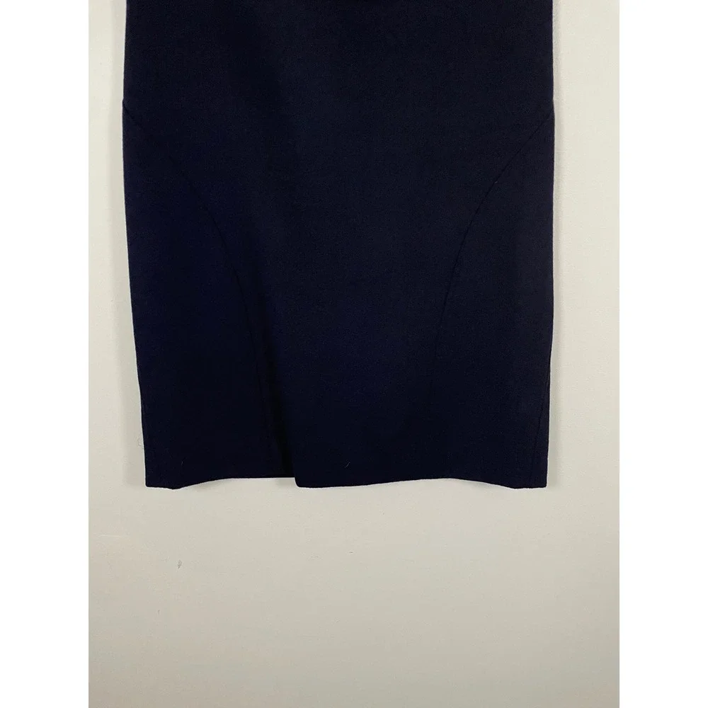Tory Burch Navy Blue Wool Short Pencil Skirt Size 2 Designer Quiet Luxury Career